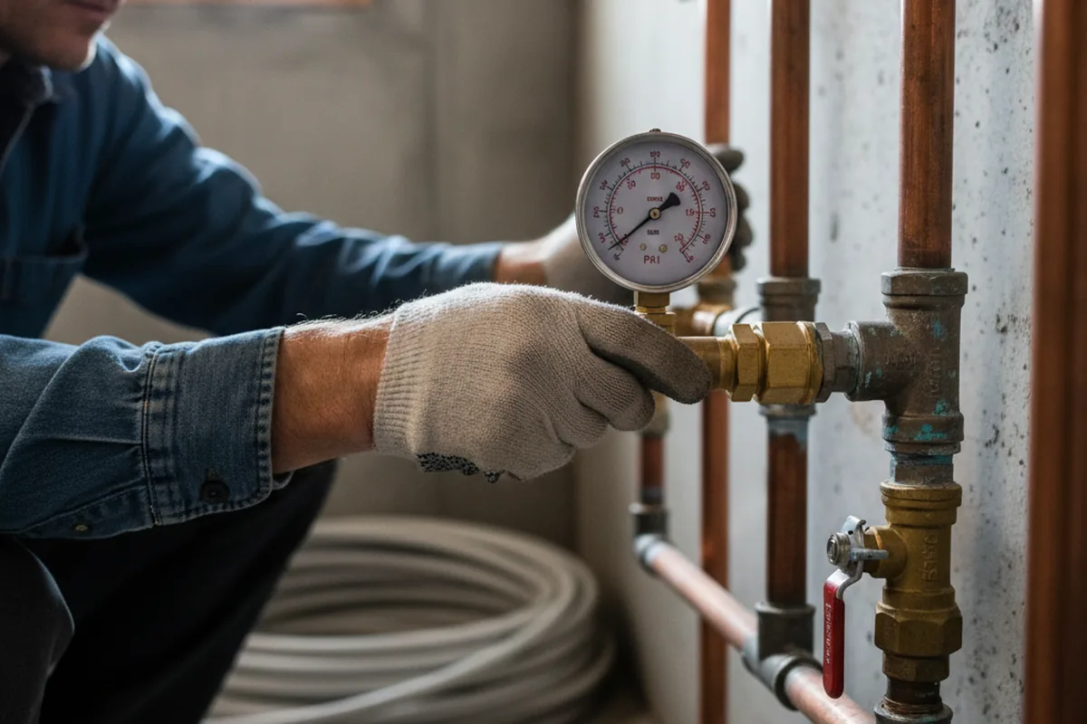 Pressure testing a repaired line during Water Line Repair in Cherry